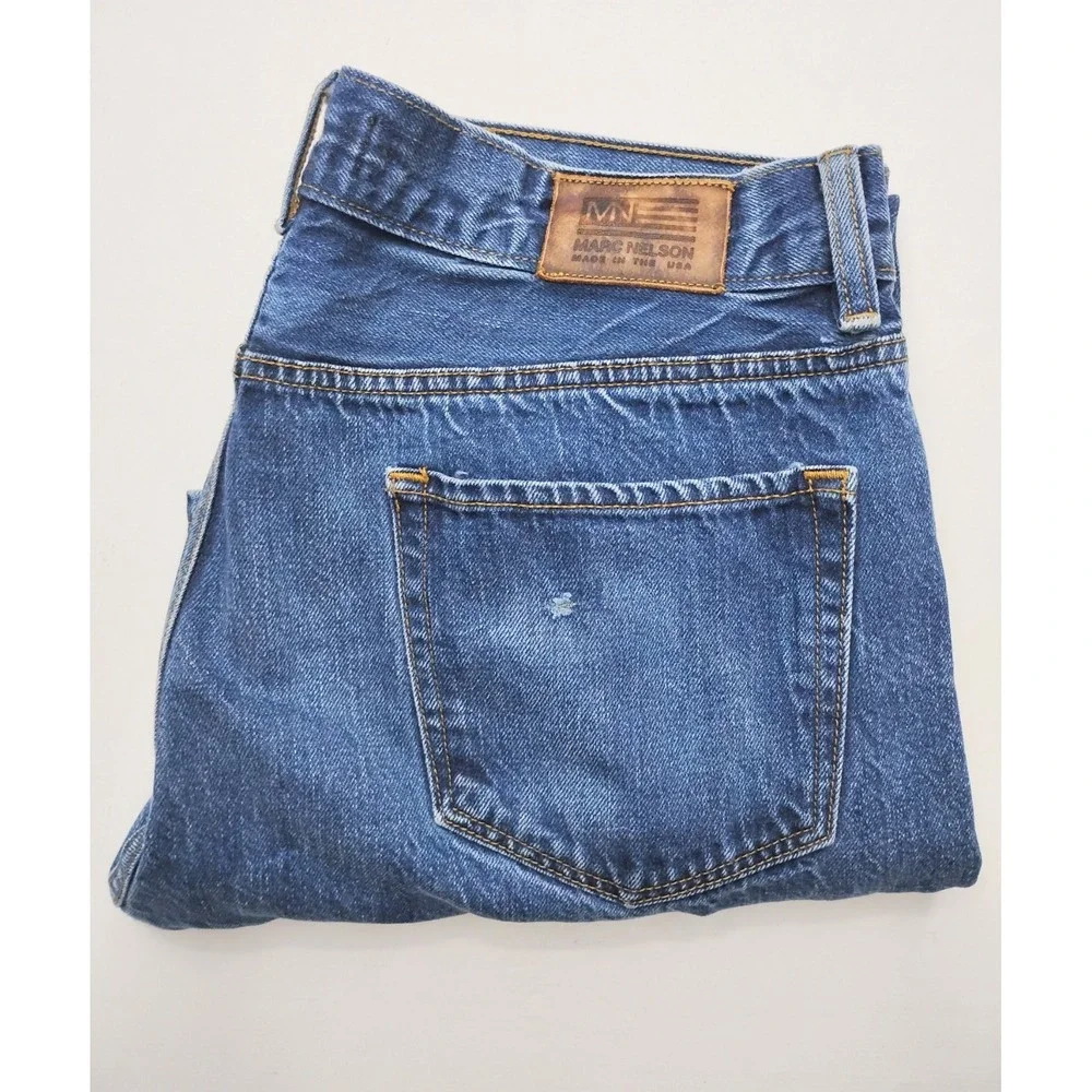 Marc Nelson‎ Slim Straight Button Fly Selvedge Denim Jeans Dark Wash 37 (32x28)